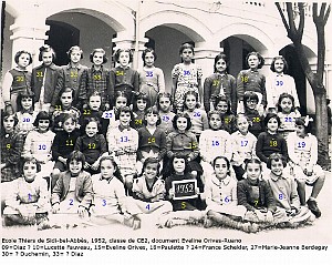 SIDI BEL ABBES ECOLE THIERS FILLES 1952 CE2